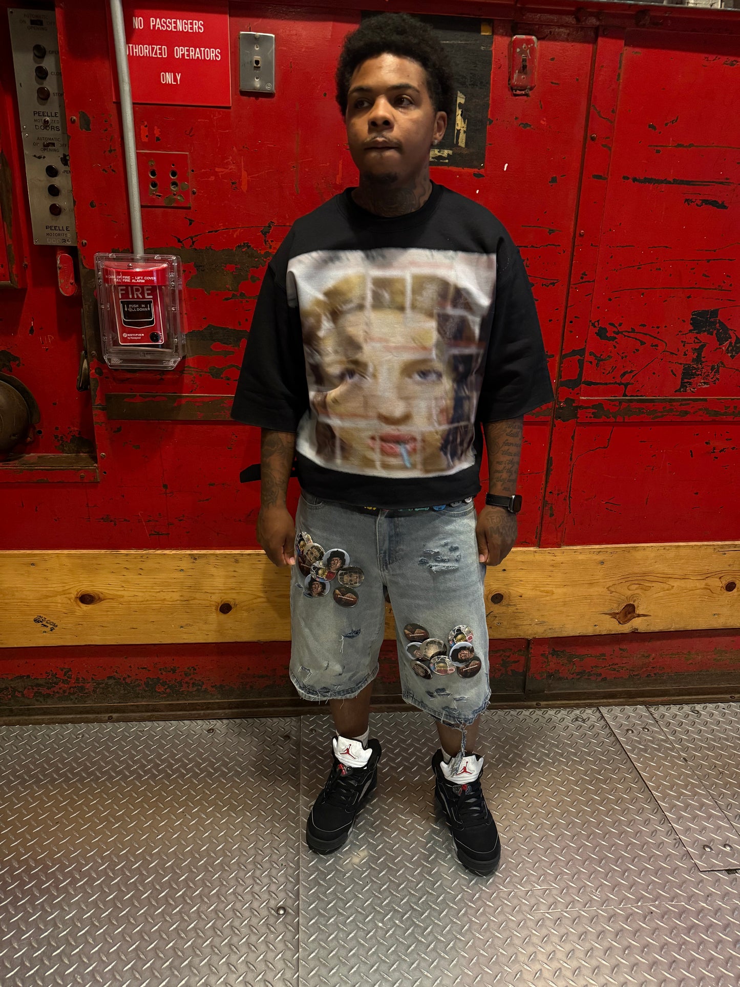 BLURRYDREAMS DISTRESSED SKATER JORTS